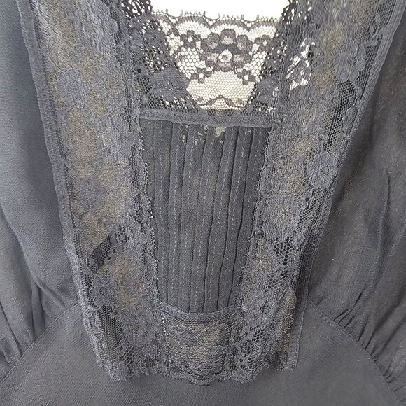 Rumored Black Sheer Maxi Slip Dress S Whimsygoth Romance Dark Lace Midnight Chic - Picture 7 of 9